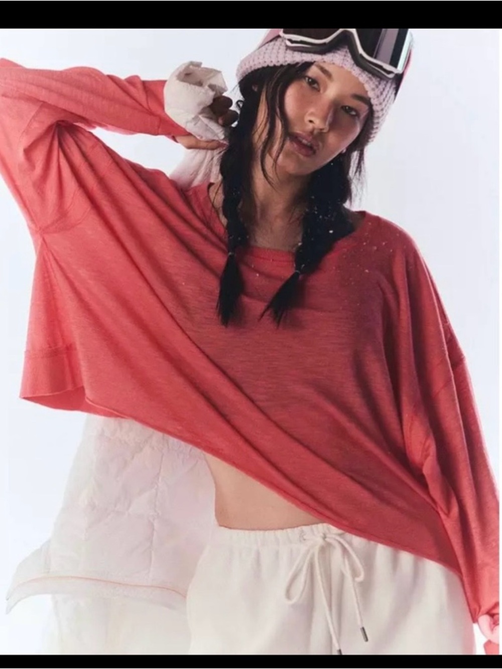 Women's Open-Back Crop Sweatshirt - Coral Pink - Picture 3 of 4